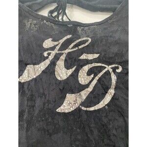 Harley Davidson HD Black Burnout Lace Look Back Cut Out Size XL Women's